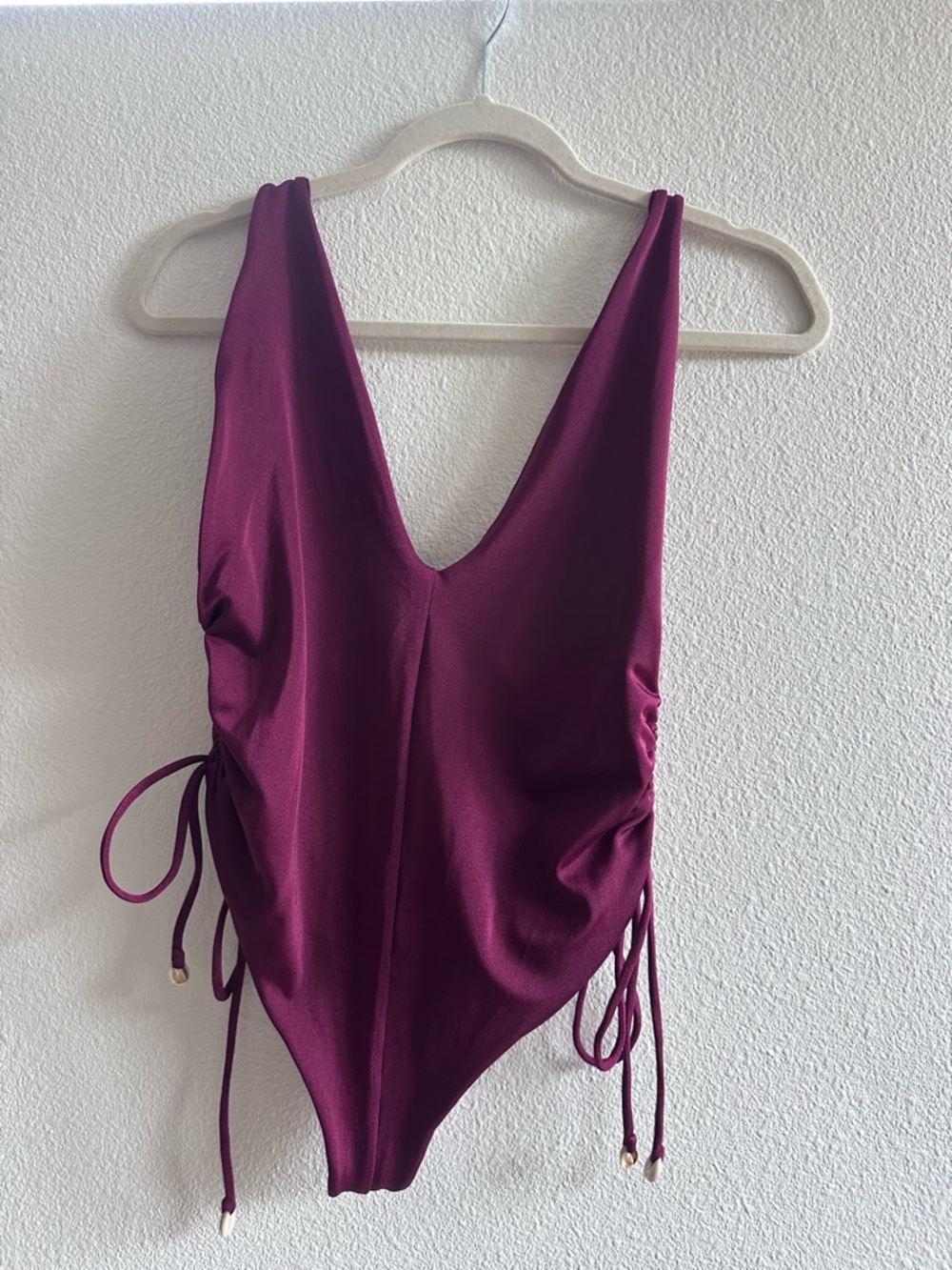 Indah Satin V-Neck Top in Berry/Wine